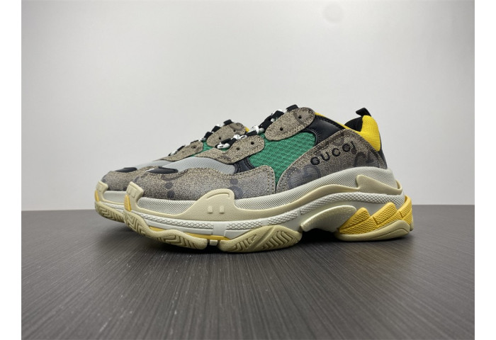 Gu x BALEN The Hacker Project Triple S Beige Green Yellow 681067 UMO20 9766
