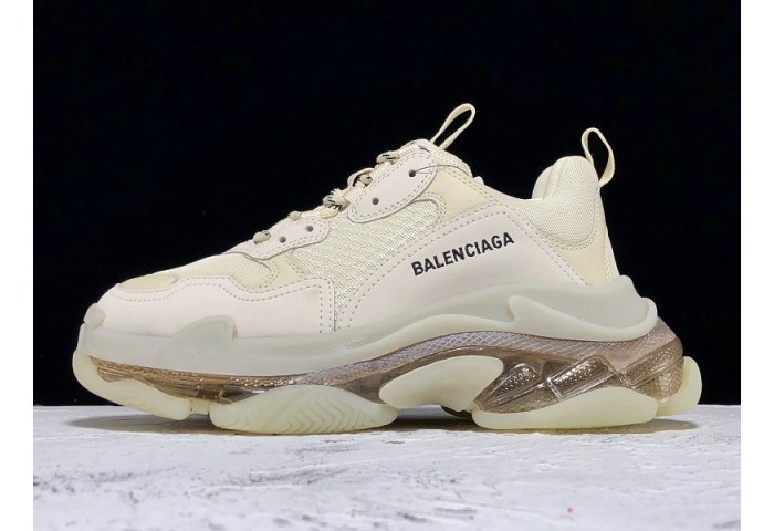 Balen TRIPLE S TRAINERS CLEAR SOLE gold and white  541624  W09O1 9005