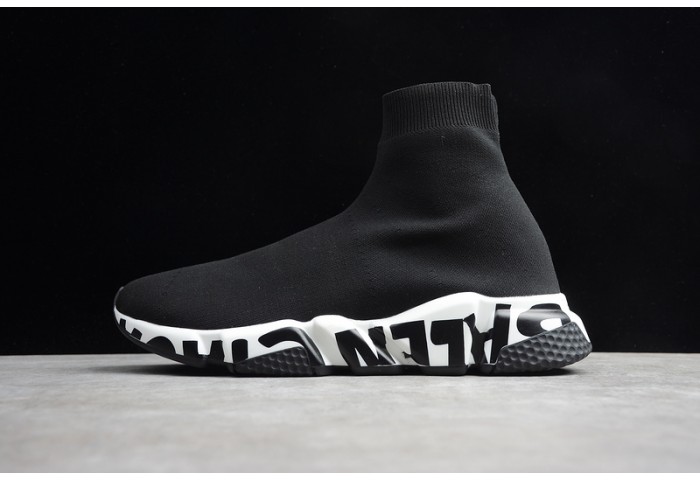 Balen Speed Graffiti Trainers Black White 605972 W05GE 1015