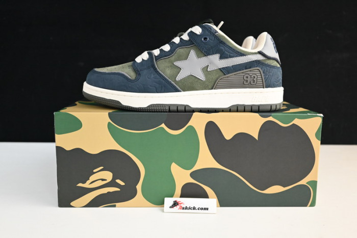A Bathing Ape Bape SK8 Sta Army Green Dark Blue 1H80-191-019