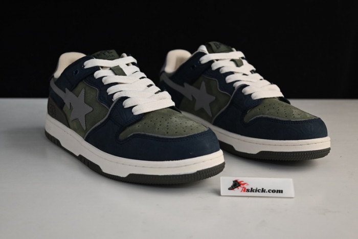 A Bathing Ape Bape SK8 Sta Army Green Dark Blue 1H80-191-019