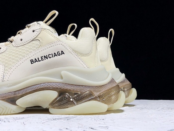Balen TRIPLE S TRAINERS CLEAR SOLE gold and white  541624  W09O1 9005