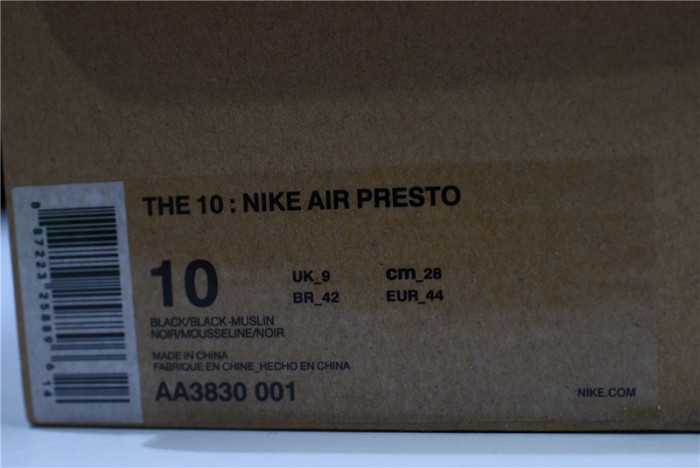 OF X Nike Air Presto BLACK/BLACK-MUSLIN  AA3830-001