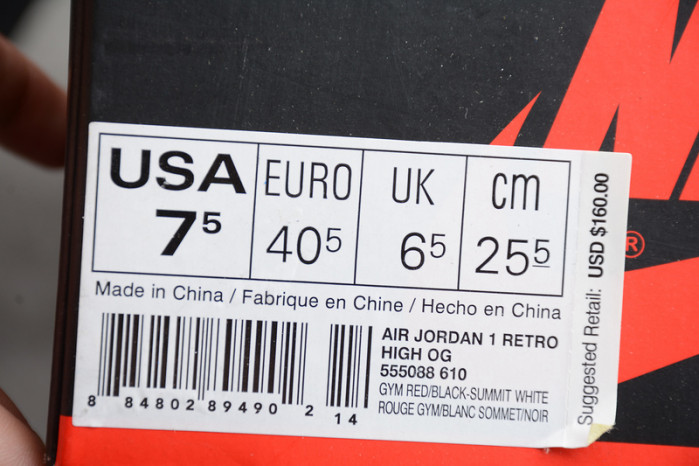 Air Jordan 1 Retro High Bred Toe OG 555088-610