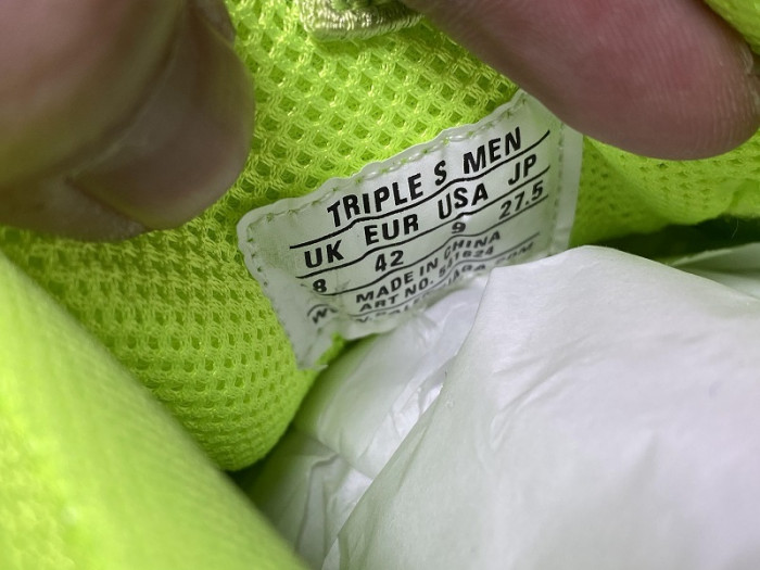 Balen TRIPLE S TRAINERS CLEAR SOLE FLLO YELLOW  541624 W09O1 9002