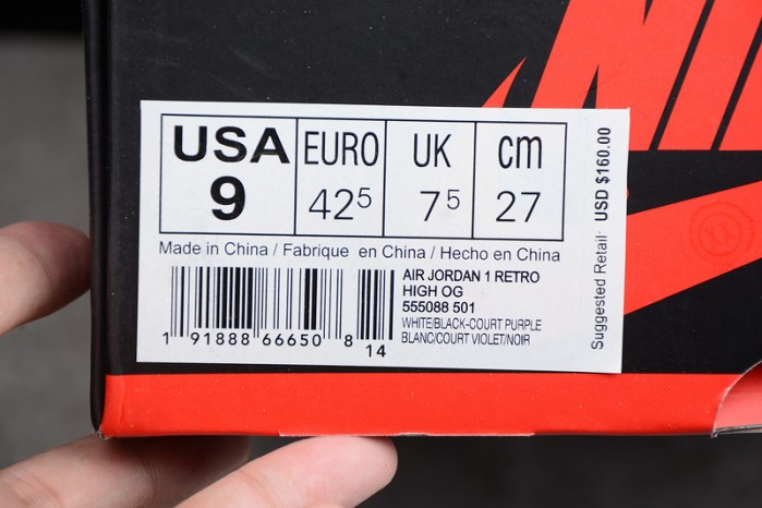 Air Jordan 1 Retro High Court Purple 555088-501