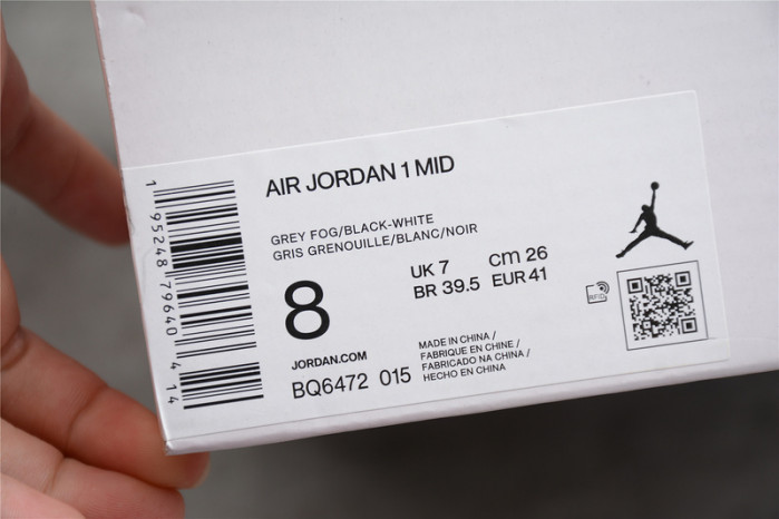 Air Jordan 1 Mid Light Smoke Grey (W) BQ6472-015