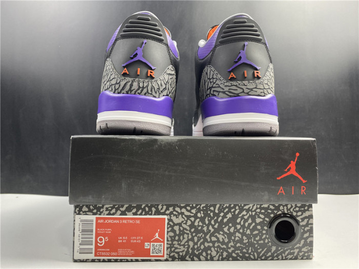 Air Jordan 3 Retro Black Court Purple CT8532-050