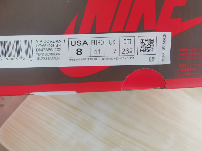 Travis Scott x Air Jordan 1 Low OG “Velvet Brown” DM7866-202
