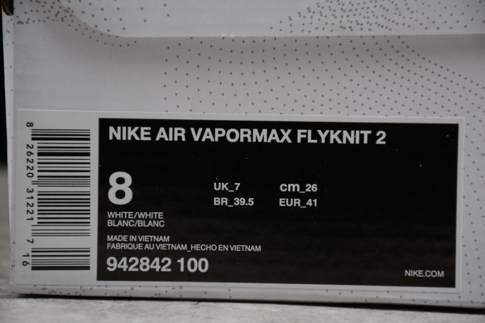 Nike Air VaporMax Flyknit 2 White Pure Platinum 942842-100